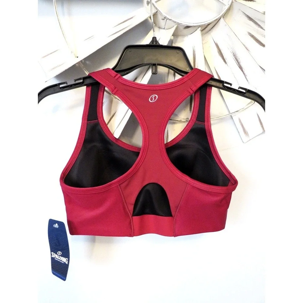 NWT Spalding Women's Active Shine Racerback Sports Bra‎ Red Plum Size Small